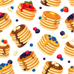 Pancake with traditional topping, classic sweet breakfast