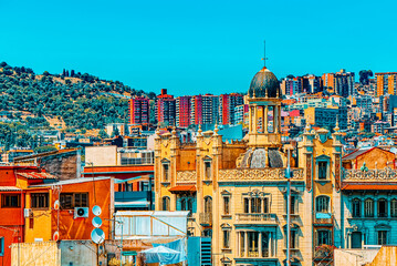 Panorama of the center of Barcelona, the capital of the Autonomy