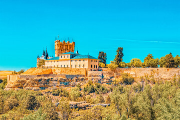 Panoramic landscape at the ancient city Segovia, Alcazar of Sego