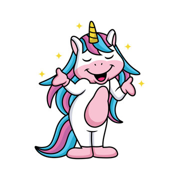 Funny Unicorn Cartoon with Cute Expression
