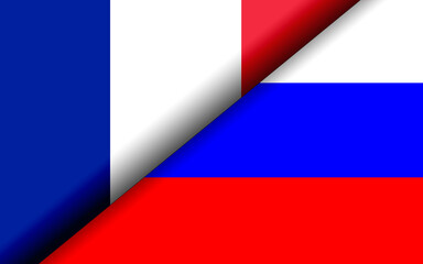 Flags of the France and Russia divided diagonally