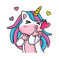 Expression Cute Unicorn Cartoon give of Love
