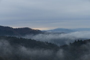 靄かかる山