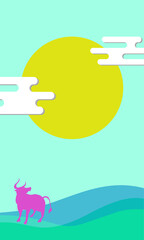 雄牛のベクター画像・年賀状・干支・2021