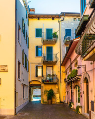 Historical street view in Lazise Town of Italy