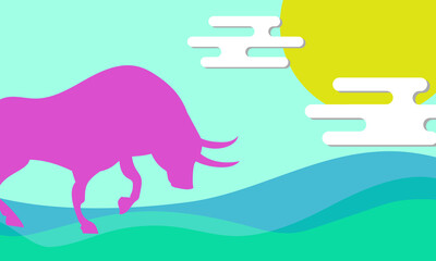 雄牛のベクター画像・年賀状・干支・2021