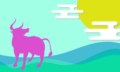 雄牛のベクター画像・年賀状・干支・2021