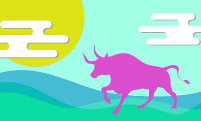 雄牛のベクター画像・年賀状・干支・2021