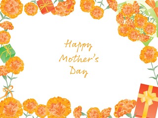 母の日のオレンジ色のカーネーションのフレーム