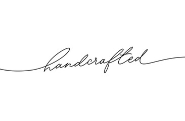 Handcrafted vector line calligraphy with swooshes. Hand Made lettering for labels or tags of handcrafted goods. Elegant inscription written with calligraphic pen isolated on white background.
