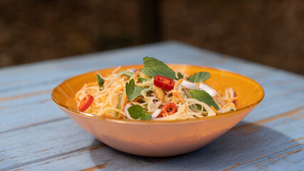 Asian-style noodle and vegetable salad