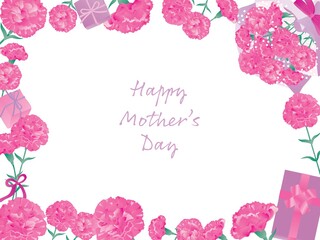 母の日のピンクのカーネーションのフレーム