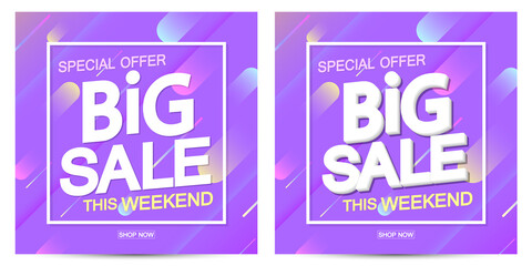 Fototapeta na wymiar Big Sale, poster design template, special offer, discount banner, vector illustration