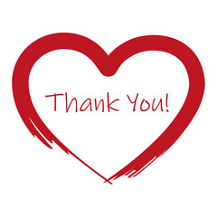 red heart with text thank you isolated on white vector illustration EPS10