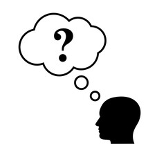 Head cloud think icon isolated on white background. Think idea concept