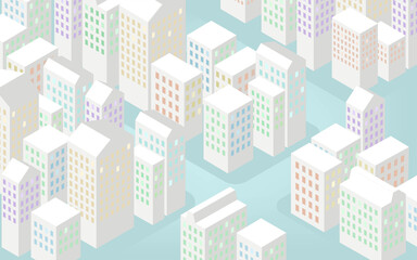 Obraz premium アイソメトリック、淡い色合いのビジネス街の風景