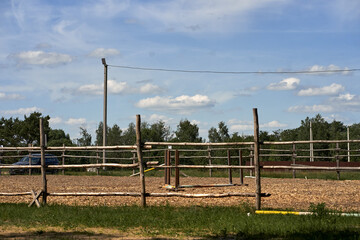 Empty horse paddock on the farm.