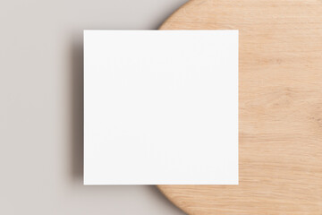 Square invitation card mockup. Workspace concept.