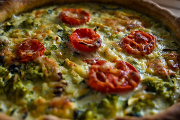 Closeup of a German Leek Cake.