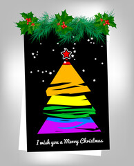 christmas card with christmas tree - gay proud - 399519173