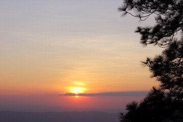 Fototapeta na wymiar Sunset sky high in the mountains