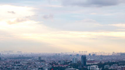 View of the Istanbul at cloudy weather, Turkey