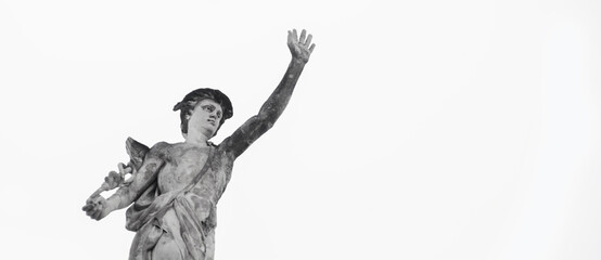 Ancient statue of antique god of commerce, business, merchants and travelers Hermes (Mercury). Free...