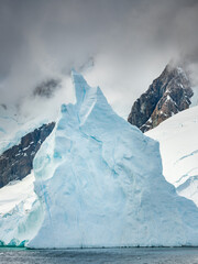 huge floate triangle-shape iceberg in Antarctica
