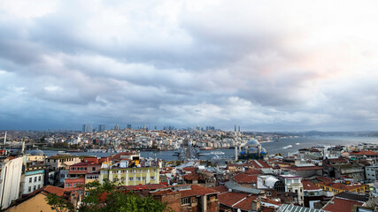 Fototapeta na wymiar View of the Istanbul at cloudy weather, Turkey