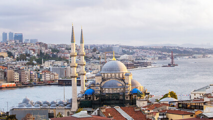 New Mosque and city view of Istanbul, Turkey