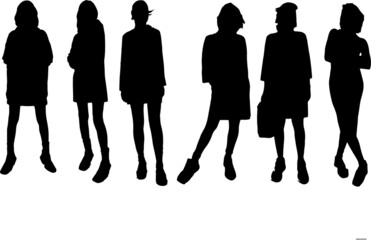 Vector silhouette of ladies with dress, perfect to include in your Autocad or Photoshop projects, renders, sketches or plans.