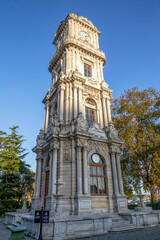 Fototapeta na wymiar Dolmabahce Palace clock tower in Istanbul, Turkey