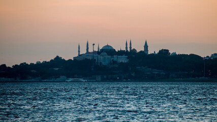 View of a mosque at evening in Istanbul, Turkey