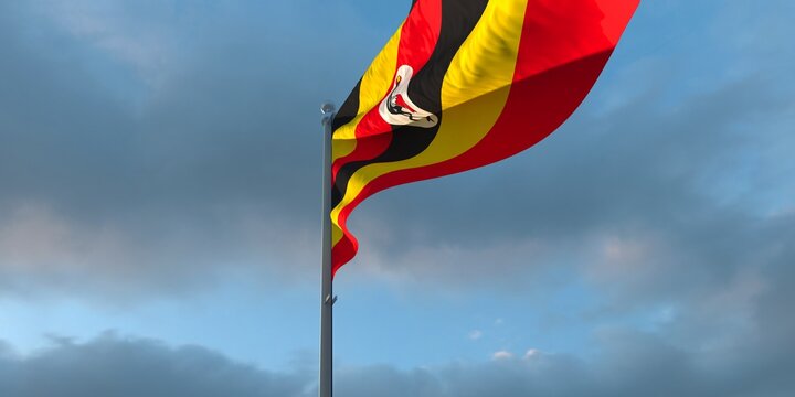 3d rendering of the national flag of the Uganda