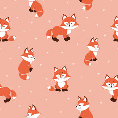 Cartoon little foxes pattern. Seamless vector baby print.