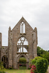Fototapeta na wymiar Abbaye de Beauport - famous cloister in ruins. in Paimpol in Brittany, France
