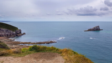 Cliffs and rocks of Cap Fréhel, a peninsula in Côtes-d'Armor in northern Brittany France