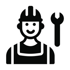 
Person with spanner depicting mechanic, glyph icon 
