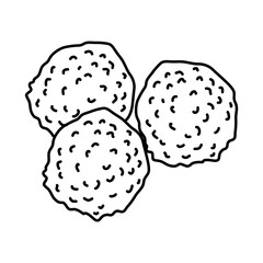 Bison Meatballs Icon. Doodle Hand Drawn or Outline Icon Style