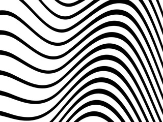 Abstract black wave lines background. Art linear vector illustration isolated on white. Smooth stripe or curved wavy elements.