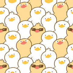 Seamless Pattern of Funny Cartoon Duck Illustration Design