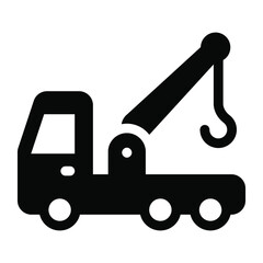 
Crane truck icon in modern solid style 
