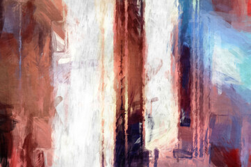 Fototapeta na wymiar Rough brushstrokes on abstract background. Brush painting. Color strokes of paint. Unique wall art. Modern art on canvas. Colorful contemporary artwork.