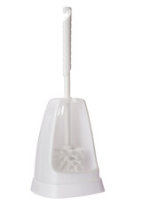 White plastic toilet brush isolated on white