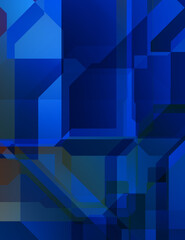Fototapeta premium Layers of colorful and vibrant geometrical shapes. Digital illustration of a tech layout. Futuristic design template.