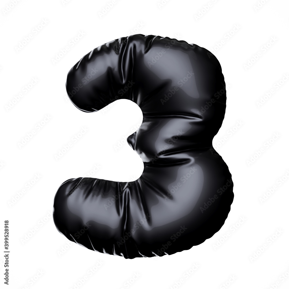 Poster Alphabet black balloon letter digit number character 3