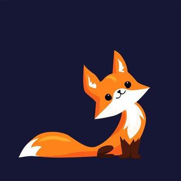 cute little fox looking up. Cartoon vector illustration