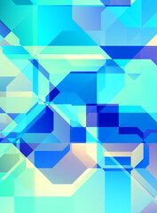 Obraz premium Layers of colorful and vibrant geometrical shapes. Digital illustration of a tech layout. Futuristic design template.