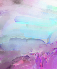 Soft watercolor wallpaper. Artistic painting with softly brushed colors. Pastel colors dabbed background. Painted abstract wall art.