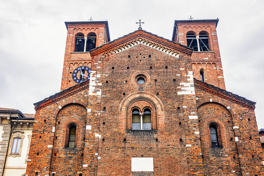 View of The Church of St. Sepulchre (Chiesa di San Sepolcro) - sacred building in Milan very rich in history. The first version of the church was built in 1030. Milan, Italy.